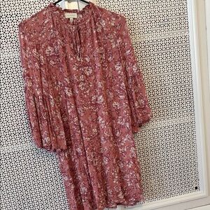 Lucky Brand Long Sleeve Floral Dress in Pink